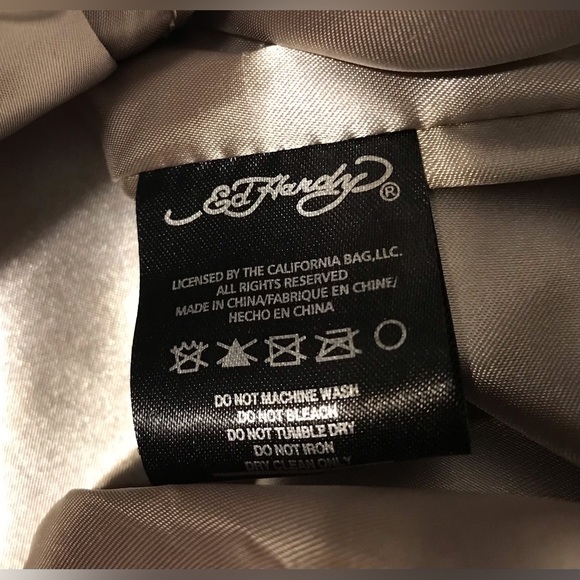 Vintage Womens ED HARDY Leopard Cheetah Love Kills Slowly Skull Shoulder Bag lv - Picture 11 of 12